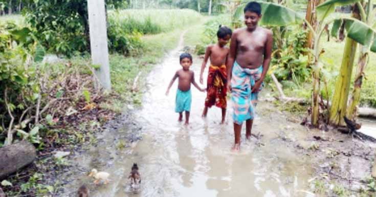 মাগুরাঘোনায় প্রতিহিংসার বশবর্তী হয়ে ড্রেন বন্ধ: ২০পরিবার পানি বন্দী