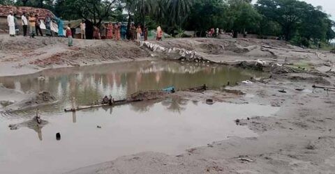 নলতার ইছামতি নদীর বেড়িবাঁদের চর কেটে বালু উত্তোলনের অভিযোগ