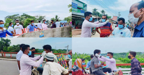 পাটকেলঘাটায় জেলা ছাত্রলীগের নির্দেশনায় জনসচেতনতা মূলক প্রচারনা ও মাস্ক বিতরন
